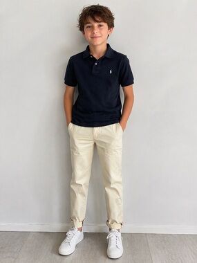 Burberry boys nova print 12 Y old khakis trousers chino pants cream beige tone